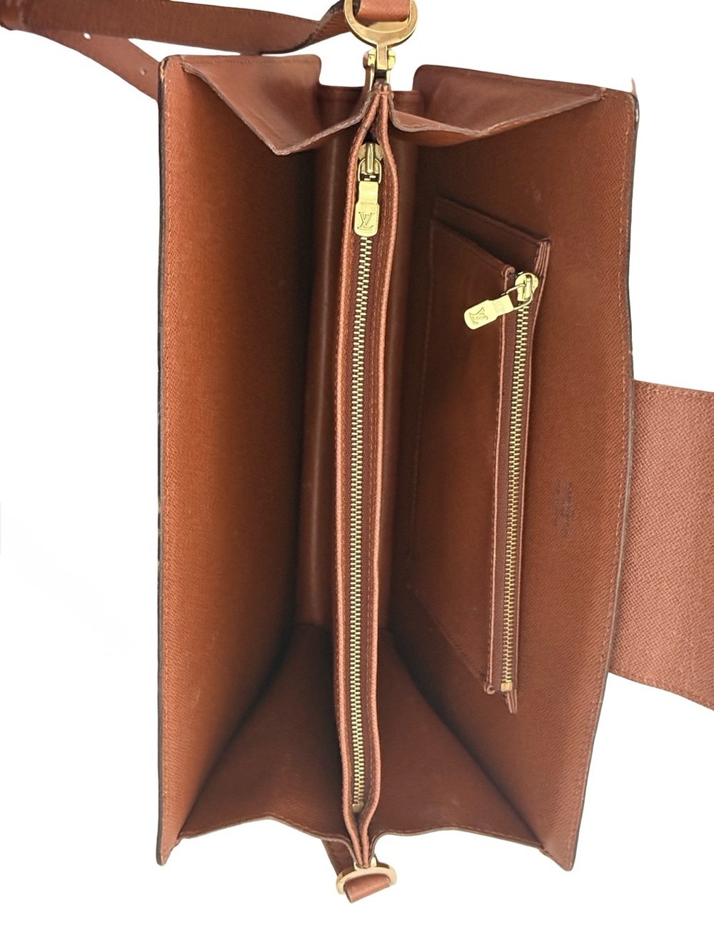 Louis Vuitton Monogram Crossbody Bag Brown Leather Trim Monogram Courcelles - Picture 13 of 17